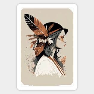 Boho Art Aesthetic Minimal Female Artwork Bohemian Style Sticker